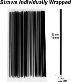 img 3 attached to 400 Pcs of Individually Wrapped Black Disposable Plastic Straws - 7.5" longX0.23" diameter