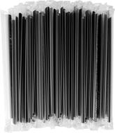 400 pcs of individually wrapped black disposable plastic straws - 7.5" longx0.23" diameter logo