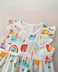 img 2 attached to HILEELANG Little Girls Cotton Dress Sleeveless Casual Summer Sundress Flower Printed Jumper Skirt