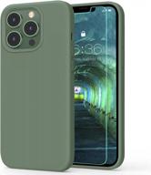 milprox iphone 13 pro max case (2021) with screen protector - pine green, silicone protective bumper with shockproof rubber gel shell & soft microfiber - compatible with iphone 13 pro max 6.7-inch logo