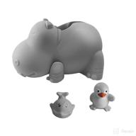 🦛 gray hippo silicone bath spout cover - faucet cover for baby with free bathtub toys - tub faucet protector for kids - child-friendly bathroom accessories logo