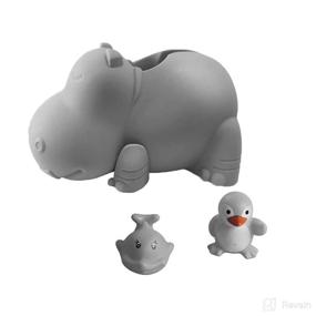 img 4 attached to 🦛 Gray Hippo Silicone Bath Spout Cover - Faucet Cover for Baby with Free Bathtub Toys - Tub Faucet Protector for Kids - Child-friendly Bathroom Accessories