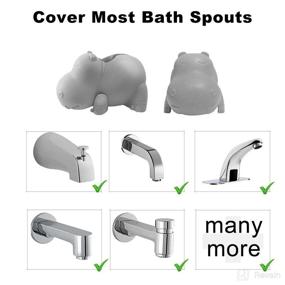 img 1 attached to 🦛 Gray Hippo Silicone Bath Spout Cover - Faucet Cover for Baby with Free Bathtub Toys - Tub Faucet Protector for Kids - Child-friendly Bathroom Accessories