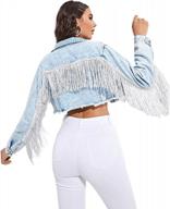 женская джинсовая куртка verdusa с длинными рукавами, необработанным краем, рваной бахромой и укороченным кроем логотип