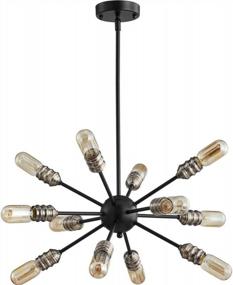 img 4 attached to Rustic Bronze And Black 12 Light Sputnik Chandelier Mid Century Modern Pendant Ceiling Light UL Listed Living Room Lighting Dining Room Lights