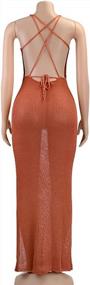 img 2 attached to Velius Women'S Sexy V Neck Back Lace-Up Crochet See Through Hign Cut Beach Maxi Dress