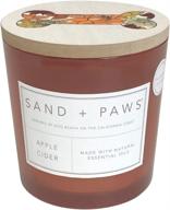 🍏 apple cider scented candles by sand + paws: various scents & sizes, infused with essential oils, effective pet odor neutralizer, 21 oz with wooden lid featuring painted bone design логотип