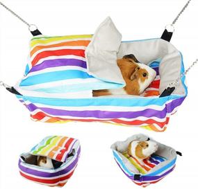 img 4 attached to Guinea Pig Hideout,HOMEYA Small Animal Hammock House Cuddle Hanging Sleeping Bed Toys Winter Warm Cage Accessories For Sugar Glider,Chinchilla,Hamster,Rat,Bunny,Squirrel,Gerbil Birthday Gift