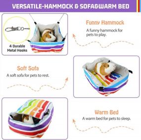 img 1 attached to Guinea Pig Hideout,HOMEYA Small Animal Hammock House Cuddle Hanging Sleeping Bed Toys Winter Warm Cage Accessories For Sugar Glider,Chinchilla,Hamster,Rat,Bunny,Squirrel,Gerbil Birthday Gift