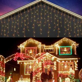 img 4 attached to Funpeny Christmas Icicle Lights Outdoor Decorations 29.5FT 360 LED 8 Modes Clear Wire Curtain Fairy String Light With 60 Drops For Indoor Wedding Party Holiday Xmas Decor, Warm White