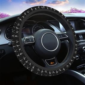 img 4 attached to Swono Skeleton Skull Automotive Steering Wheel Cover: Funny Cartoon Dancing Skeleton Design for 🚗 Universal 15 Inch Car Wrap - Neoprene, Stretch-On Fabric, Breathable - Ideal for Men and Women