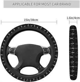 img 2 attached to Swono Skeleton Skull Automotive Steering Wheel Cover: Funny Cartoon Dancing Skeleton Design for 🚗 Universal 15 Inch Car Wrap - Neoprene, Stretch-On Fabric, Breathable - Ideal for Men and Women