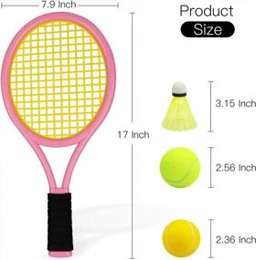 img 2 attached to Complete Tennis Set For Kids: 17-Inch Racquet, Tennis Balls, Badminton Shuttlecocks, And Soft Balls For Indoor/Outdoor Fun