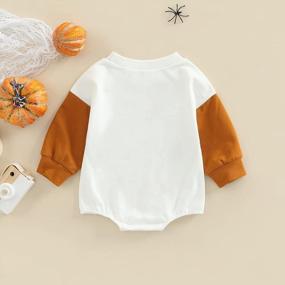 img 2 attached to Adorable Baby Halloween Outfit - Pumpkin Sweatshirt Romper, Long Sleeve Onesie & More!