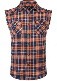 img 4 attached to NUTEXROL Casual Flannel Sleeveless Cotton Men's Clothing best: Shirts