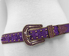 img 2 attached to Stunning Rhinestone-Studded Leather Women's Accessories: Western Cowgirl Belts