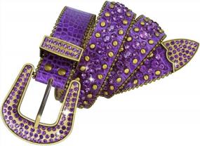 img 4 attached to Stunning Rhinestone-Studded Leather Women's Accessories: Western Cowgirl Belts