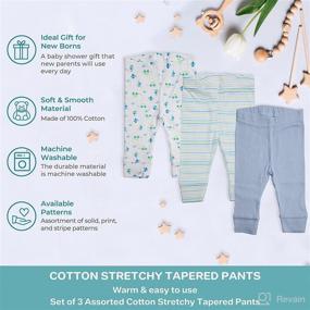 img 1 attached to Organic Cotton Baby Pants for Newborns and Infants, Tapered Fit, Pack of 3 by Spasilk