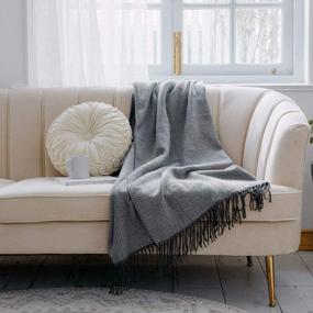 img 2 attached to VEEYOO Charcoal Throw Blanket - 🧶 Cozy Knitted Blanket for Couch, Bedroom, and Office