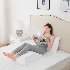 img 1 attached to Joybest Leg Elevation Pillow With Removable Cover 8 Inch Memory Foam Leg Rest Pillow For Sleeping, Blood Circulation Wedge Pillows Relieve Leg, Knee, Hip And Lower Back Pain (White)