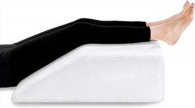 img 4 attached to Joybest Leg Elevation Pillow With Removable Cover 8 Inch Memory Foam Leg Rest Pillow For Sleeping, Blood Circulation Wedge Pillows Relieve Leg, Knee, Hip And Lower Back Pain (White)