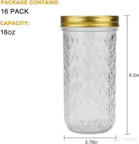 img 3 attached to 🔮 Encheng 16 oz Glass Jars with Lids - Wide Mouth Ball Mason Jars for Storage and Canning - Set of 16