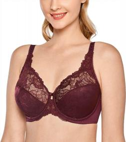 img 4 attached to DELIMIRA Women'S Plus Size Full Coverage Unlined Minimizer Lace Bra - Underwire Support