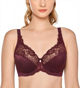 img 2 attached to DELIMIRA Women'S Plus Size Full Coverage Unlined Minimizer Lace Bra - Underwire Support