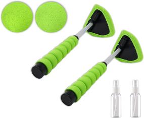 img 4 attached to 🚘 PRIMESTARZ Extendable Windshield Cleaner (2 Pack) with Microfiber Cloth - Washable Reusable Glass Cleaning Tool for Auto Interior & Exterior - Window Glass Wiper Cleaning Kit