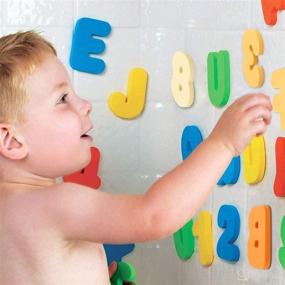 img 3 attached to 🛁 Организуйте игрушки для ванны с Funsland: 36 мягких пенных букв ABC 123 и цифр для начального обучения! Включает сетку для быстрой сушки. Необходимо иметь для мальчиков и девочек.