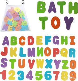 img 4 attached to 🛁 Организуйте игрушки для ванны с Funsland: 36 мягких пенных букв ABC 123 и цифр для начального обучения! Включает сетку для быстрой сушки. Необходимо иметь для мальчиков и девочек.