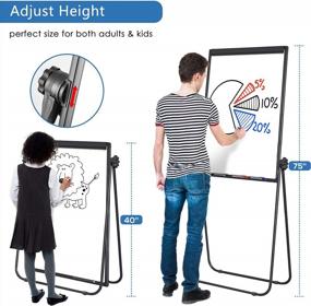 img 2 attached to Height Adjustable Portable Double Sided Magnetic Dry Erase Whiteboard With Stand, 40 X 28 Inches Flip Chart Easel For Home Office School And Classroom Teaching