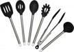 nouvelle legende premium 6-piece kitchen silicone cooking utensils set with stainless steel handles – heat-resistant, non-stick, non-toxic bpa free – black logo