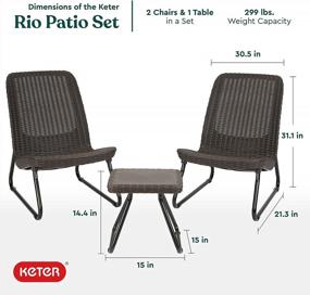 img 2 attached to Keter Resin Wicker Patio Furniture Set With Side Table And Outdoor Chairs, Whiskey Brown - 5 Piece Set