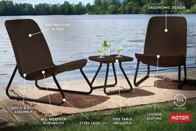 img 1 attached to Keter Resin Wicker Patio Furniture Set With Side Table And Outdoor Chairs, Whiskey Brown - 5 Piece Set