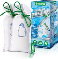 zarpax reusable dehumidifier for laundry room, kitchen, bathrooms, closets, and more - absorbs moisture, humidity and eliminates odor, 2-pack, 5.5 oz, white logo