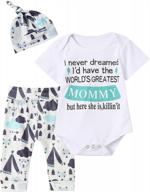 1st mother's day outfit set for baby boys - wild animals romper (white, 12-18 months) | shalofer logo