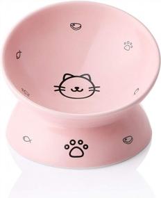 img 4 attached to SWEEJAR Ceramic Raised Cat Bowls: Stress-Free Elevated Porcelain Pet Feeder Bowl To Protect Your Cat'S Spine!
