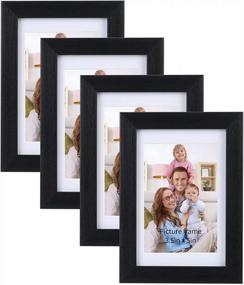 img 4 attached to Set Of 4 Black Picture Frames, Holds 4X6 Photos With Or Without 3.5X5 Mats, Perfect For Wall Or Tabletop Display, From Giftgarden