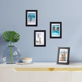 img 2 attached to Set Of 4 Black Picture Frames, Holds 4X6 Photos With Or Without 3.5X5 Mats, Perfect For Wall Or Tabletop Display, From Giftgarden