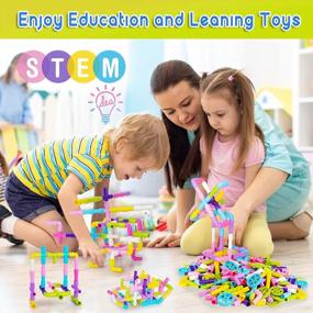 img 1 attached to 250 Pieces STEM Building Blocks, Pipe Tube Sensory Toys, Creative Tube Locks Construction Set With Wheels, With Storage Box, Preschool Educational Learning Toys, Present Gift For Boys Girls Aged 3+