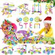 250 pieces stem building blocks, pipe tube sensory toys, creative tube locks construction set with wheels, with storage box, preschool educational learning toys, present gift for boys girls aged 3+ logo