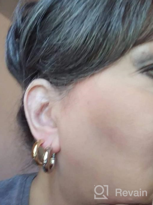 img 1 attached to Shop Stunning Chunky Gold Hoop Earrings With Sterling Silver Post & 14K Gold Plating For Women By Sovesi review by Darrell Bridges