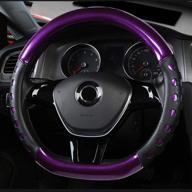 🚗 flkayjm universal fit d-type car steering wheel cover 15-inch, anti-slip laser brushed leather, breathable, heavy duty, purple - ideal car accessory for trucks, suvs, vans - year-round protection логотип