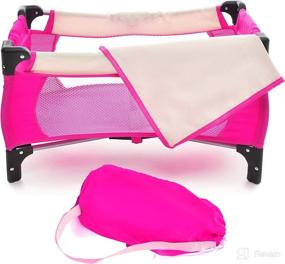 img 4 attached to 🎀 Fashion and Colorful Doll Pack 'n Play Crib - Suitable for 18" Dolls with Blanket and Carry Bag Included (Vibrant Hot Pink)