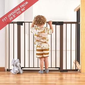 img 3 attached to Cumbor 29.5-46" Auto Close Safety Baby Gate: Mom'S Choice Awards Winner, Extra Tall & Wide Child Gate For House, Stairs, Doorways - Durable Dog Gate With Easy Walk Thru - Brown