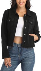 img 2 attached to MISS MOLY Cropped Jackets Distressed Women's Clothing via Coats, Jackets & Vests