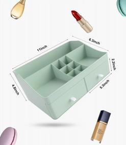 img 2 attached to Green Desk Cosmetic Organizer With Drawers For Skincare And Makeup Storage - Perfect For Bathroom, Dressing Table, Countertop, And Vanity - Ideal For Brushes, Lotions, Lipsticks, And Nail Polishes