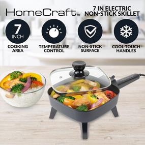 img 3 attached to HomeCraft 7-Inch Electric Non-Stick Skillet - Ideal For Keto & Low-Carb Diets, Adjustable Temperature Control, Cool-Touch Handle & Tempered Glass Lid - Perfect For Rice Bowls And Eggs!