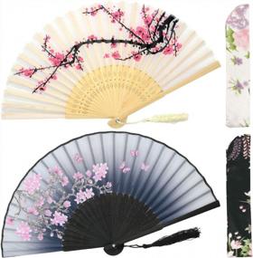 img 4 attached to Stay Cool And Stylish With OMyTea Folding Hand Fans For Women - Perfect For Any Occasion!